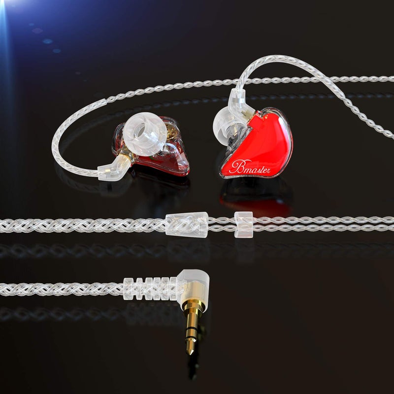 BASN Bmaster in Ear Monitor Musician Headphones Triple Drivers Dynamic Earbuds Sound Isolating Earphones with Two Detachable Audio & Mic Cables (Red) - Image 5
